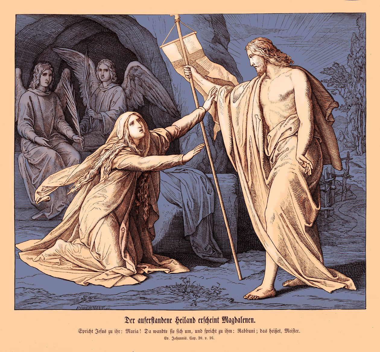 Jezus verschijnt aan Maria Magdalena, Evangelie van Johannes door Julius Schnorr von Carolsfeld