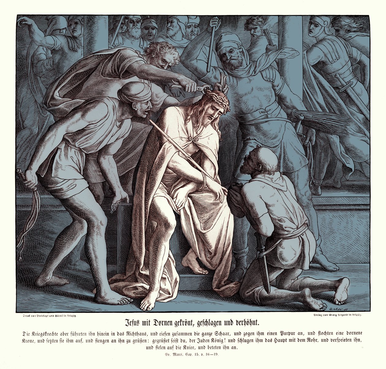 Jezus krijgt een doornenkroon, Evangelie van Marcus door Julius Schnorr von Carolsfeld