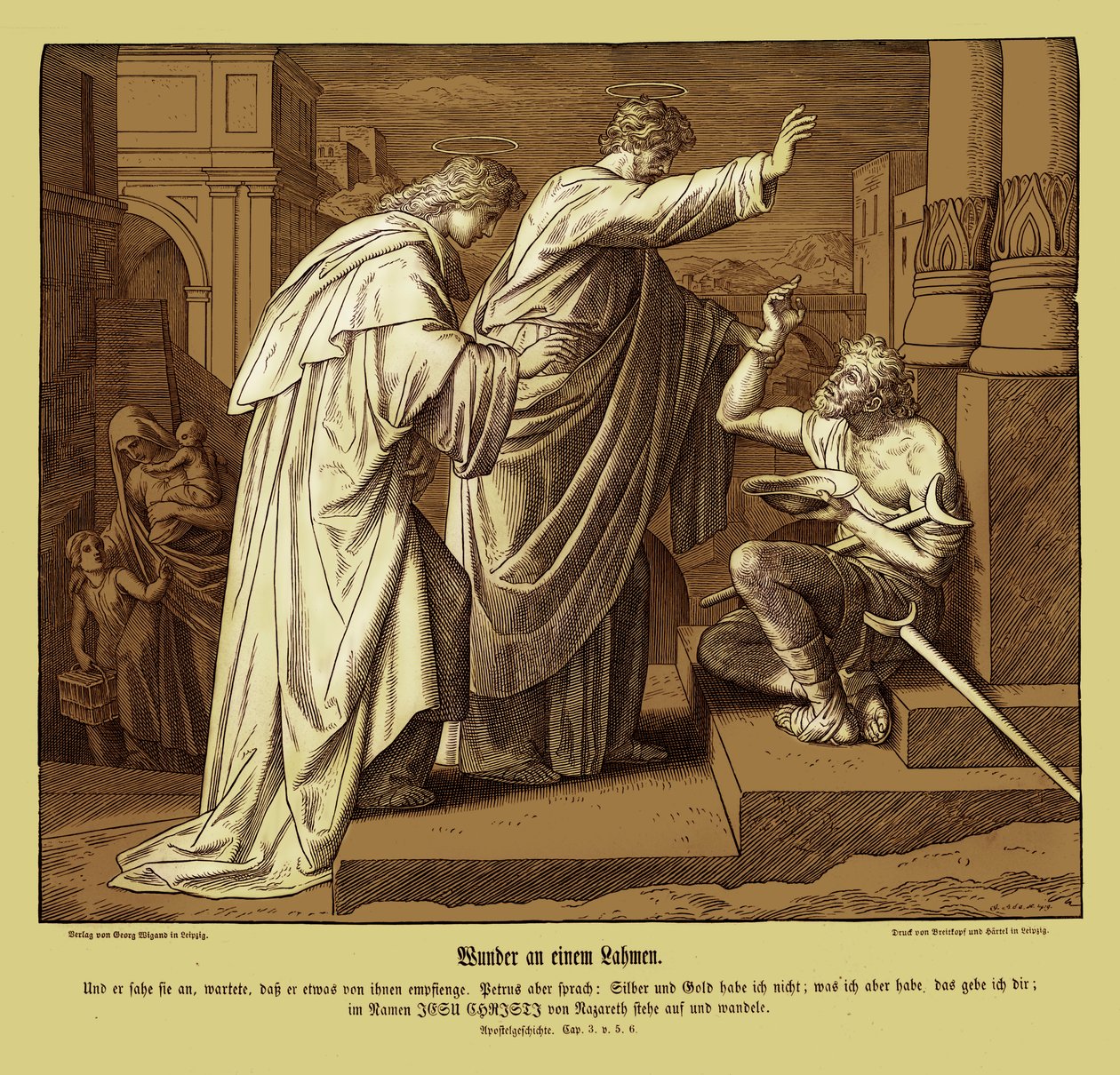 Wonder van de lamme man, Handelingen van de Apostelen door Julius Schnorr von Carolsfeld