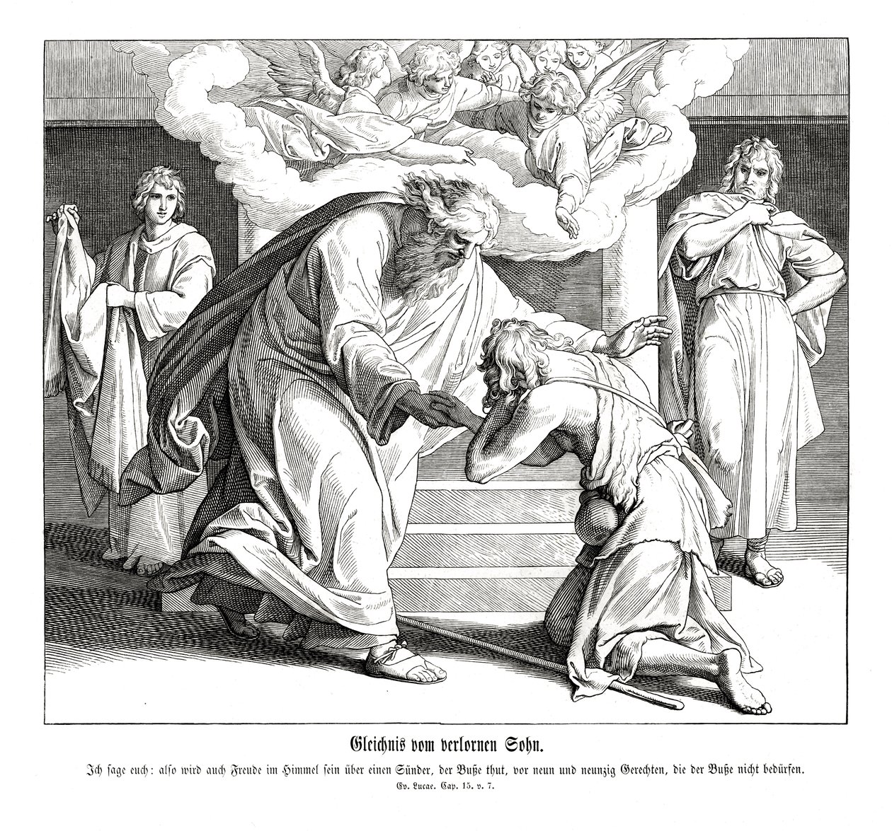 Parabel van de barmhartige Samaritaan, Evangelie van Lucas door Julius Schnorr von Carolsfeld