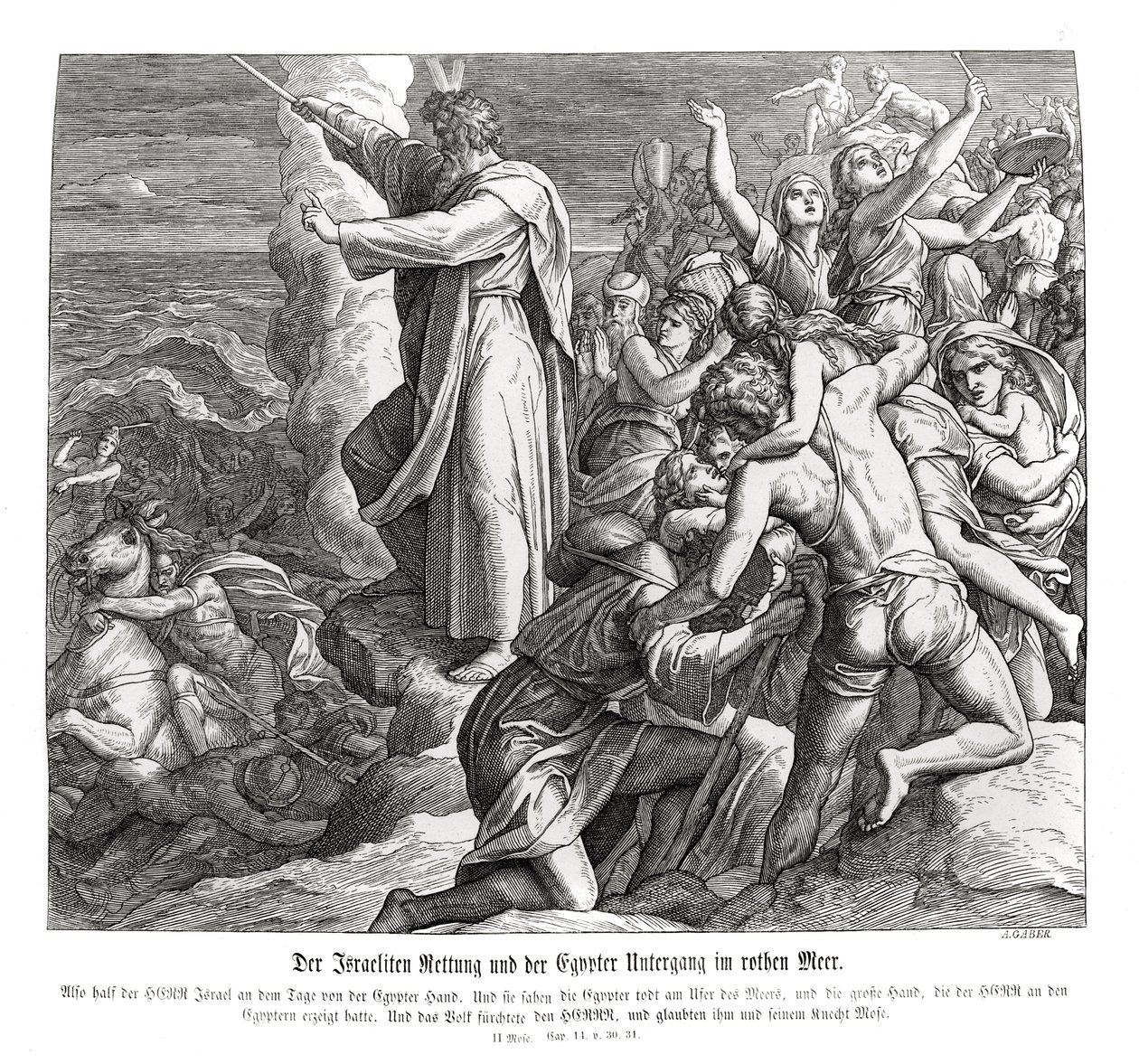 De scheiding van de Rode Zee, Exodus door Julius Schnorr von Carolsfeld