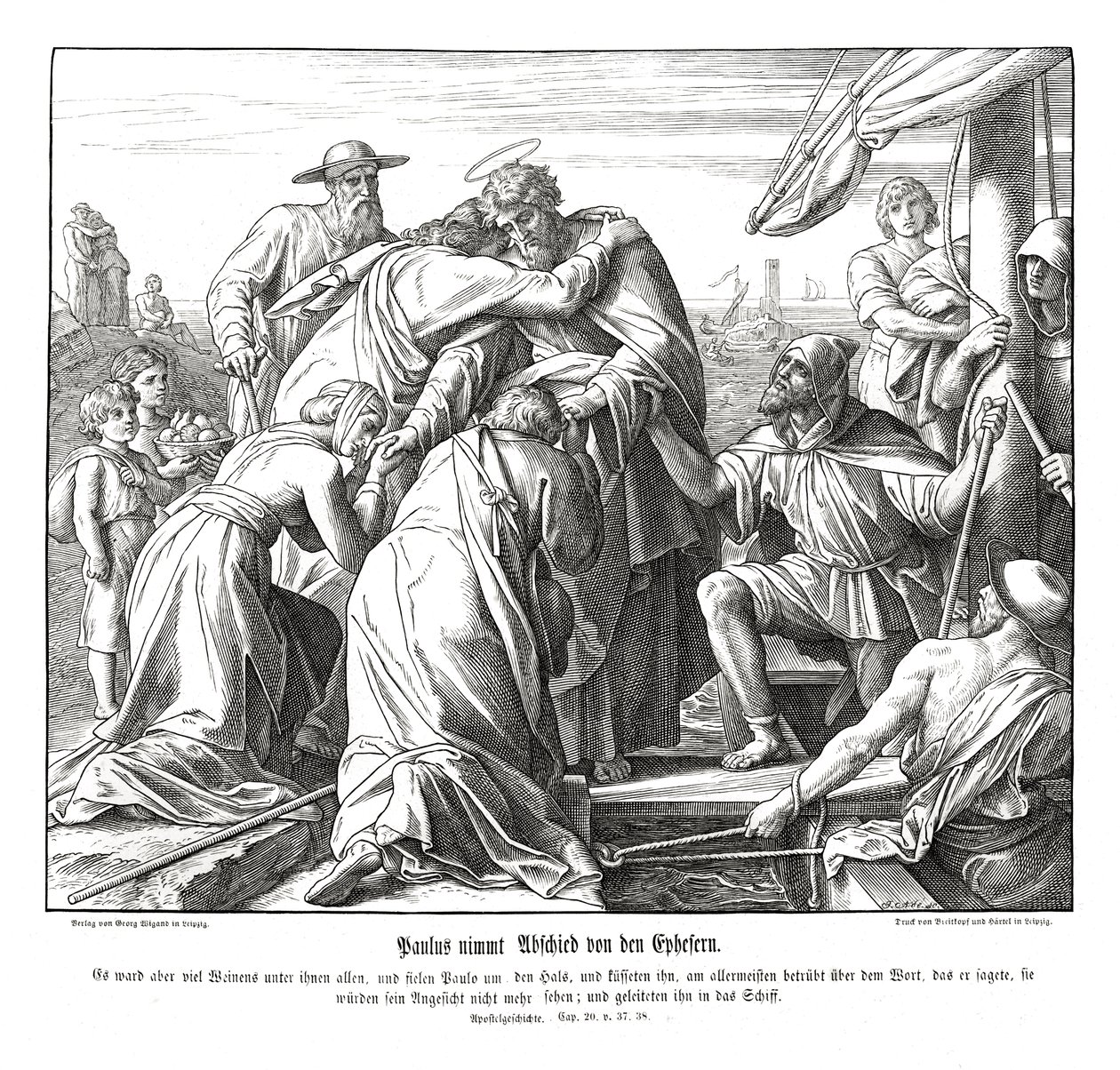 Paulus verlaat de Efeziërs door Julius Schnorr von Carolsfeld
