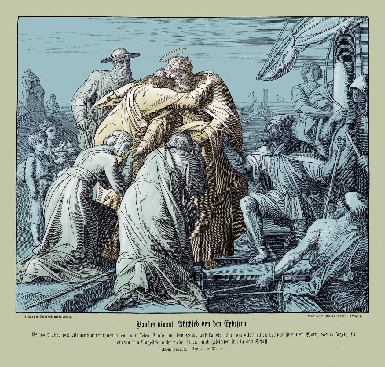 Paulus verlaat de Efeziërs, Handelingen van de Apostelen door Julius Schnorr von Carolsfeld