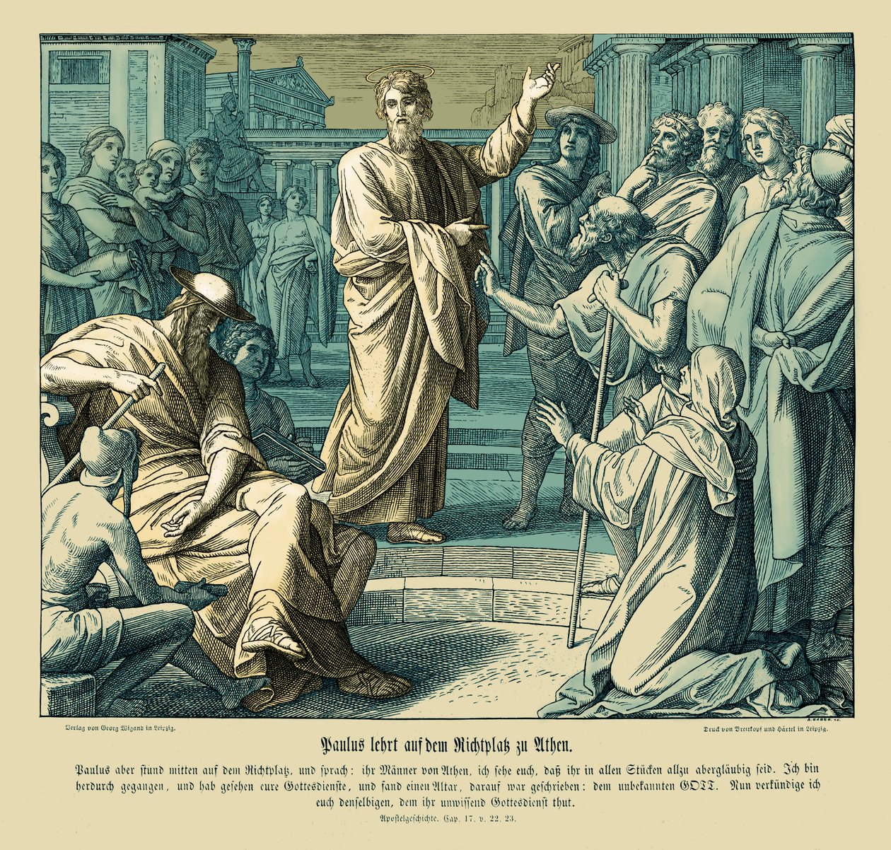 Paulus preekt in Athene, Handelingen van de Apostelen door Julius Schnorr von Carolsfeld