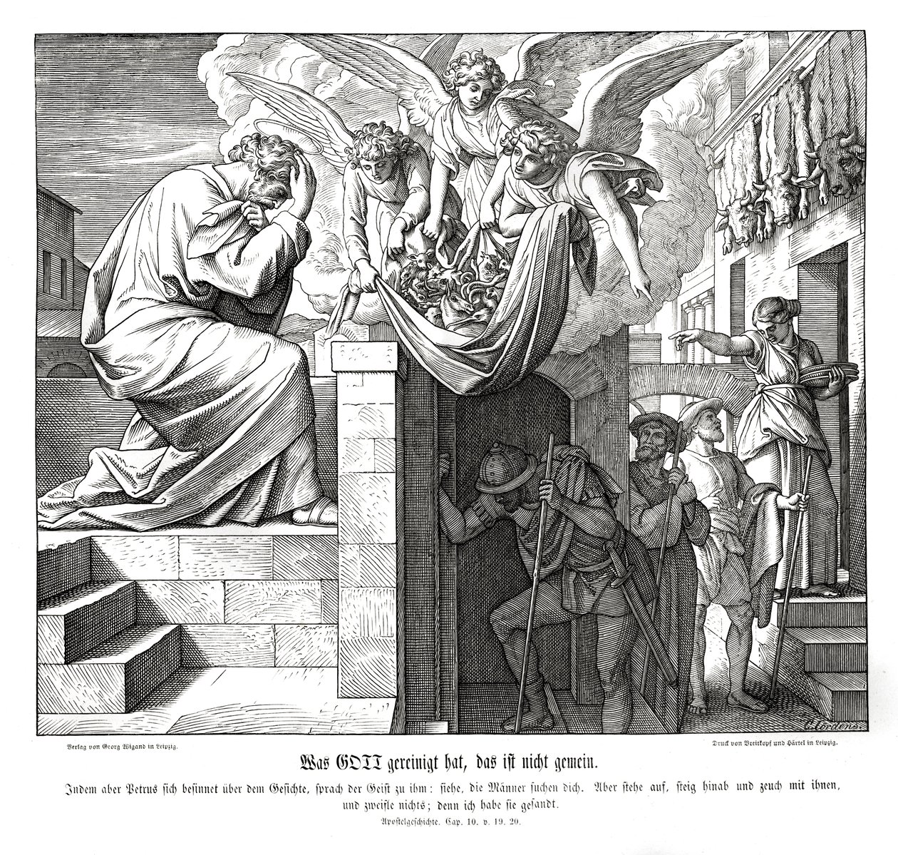 Petrus en de mannen van Cornelius, Handelingen van de Apostelen door Julius Schnorr von Carolsfeld