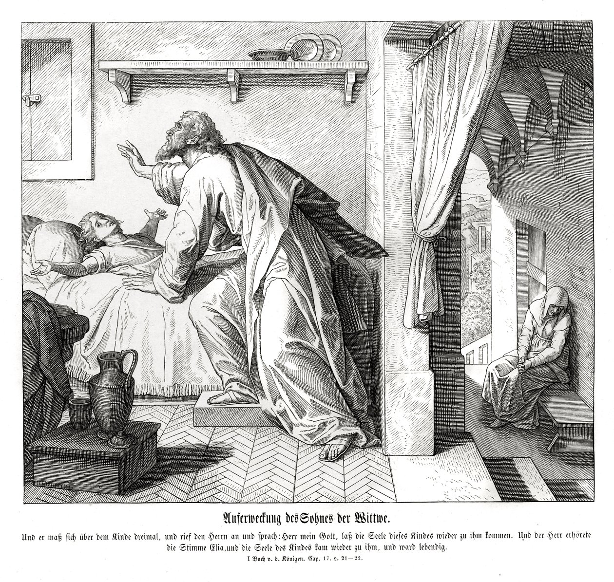 Opwekking van de zoon van de weduwe door Julius Schnorr von Carolsfeld