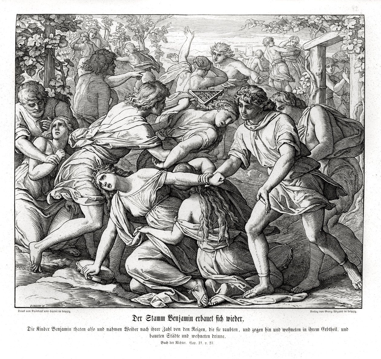 Zonen van Benjamin en de dochters van Silo, Rechters door Julius Schnorr von Carolsfeld