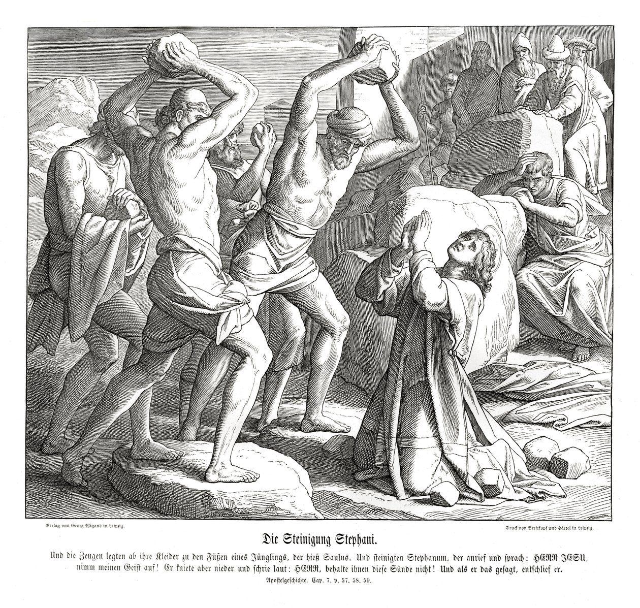 Steniging van Stefanus, Handelingen van de Apostelen door Julius Schnorr von Carolsfeld