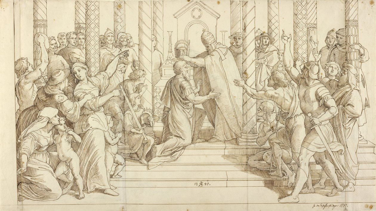 De kroning van Karel de Grote door Julius Schnorr von Carolsfeld