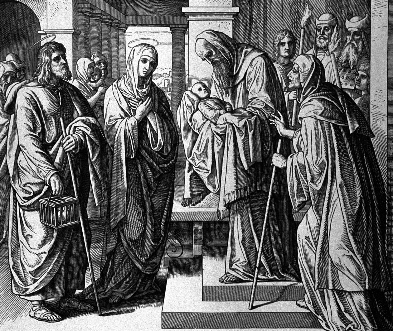 De presentatie van het kind Jezus in de tempel door Julius Schnorr von Carolsfeld
