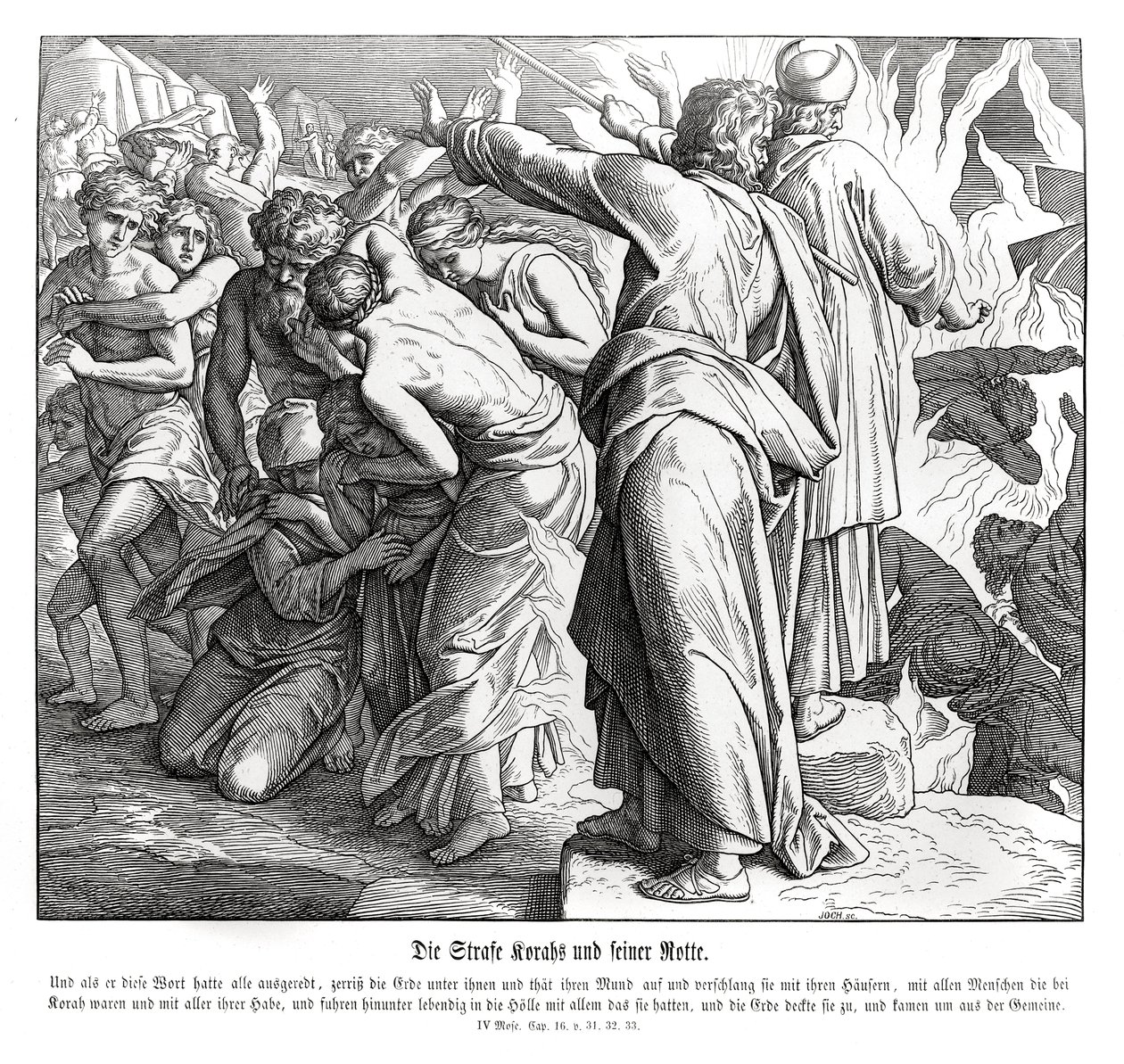 De straf van Korach, Numeri door Julius Schnorr von Carolsfeld