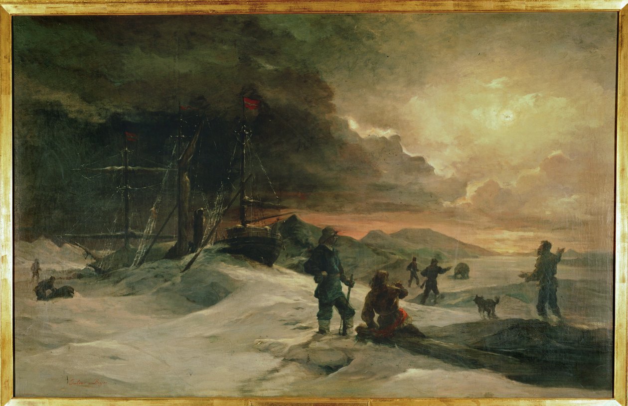 Twee Oostenrijkse officieren, Julius von Payer en Karl Weyprecht ... (schilderij op doek) door Julius Von Payer