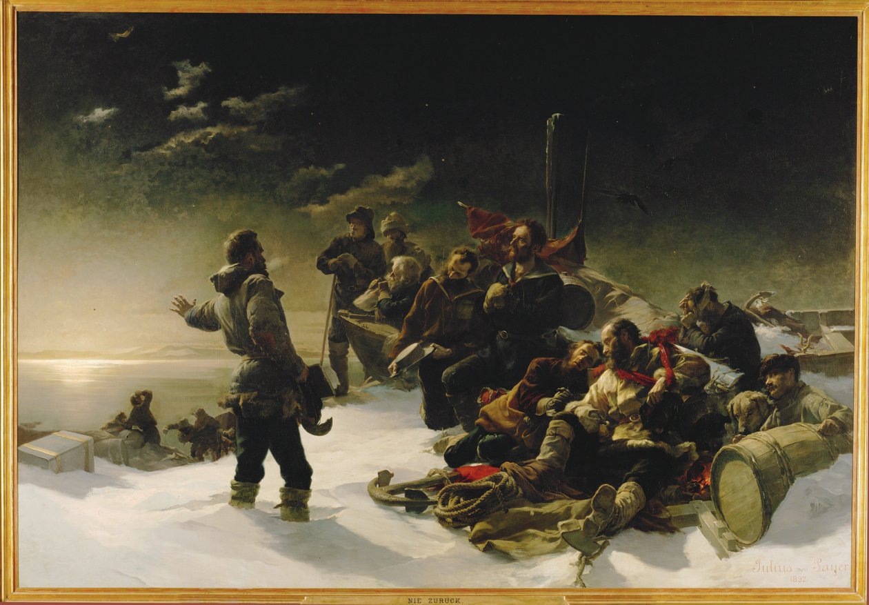 Twee Oostenrijkse officieren, Julius von Payer en Karl Weyprecht ... (schilderij op doek) door Julius Von Payer