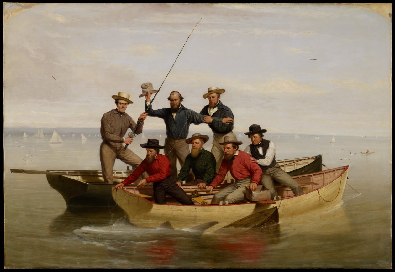 Een vispartij bij Long Island, 1860 door Junius Brutus Stearns