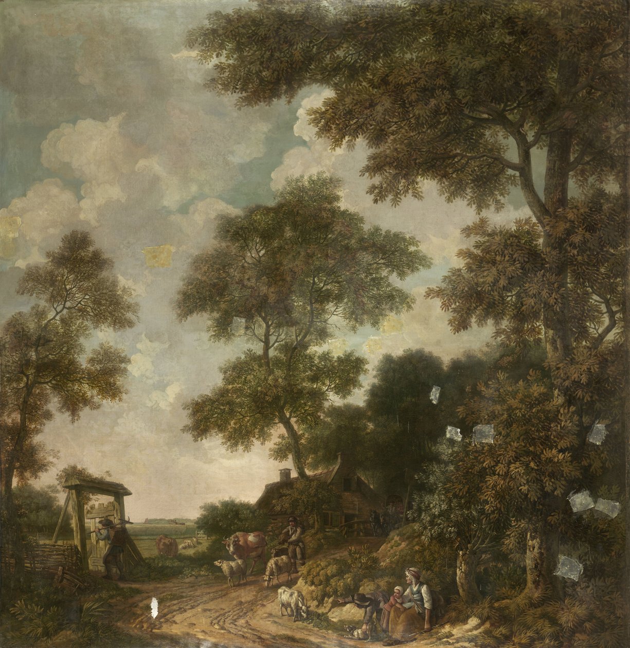 Behangselschildering van een Hollands landschap met een zandweg door Jurriaan Andriessen (attributed to)