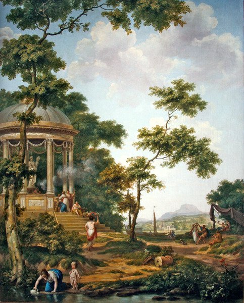Arcadisch landschap met een tempel door Jurriaan Andriessen