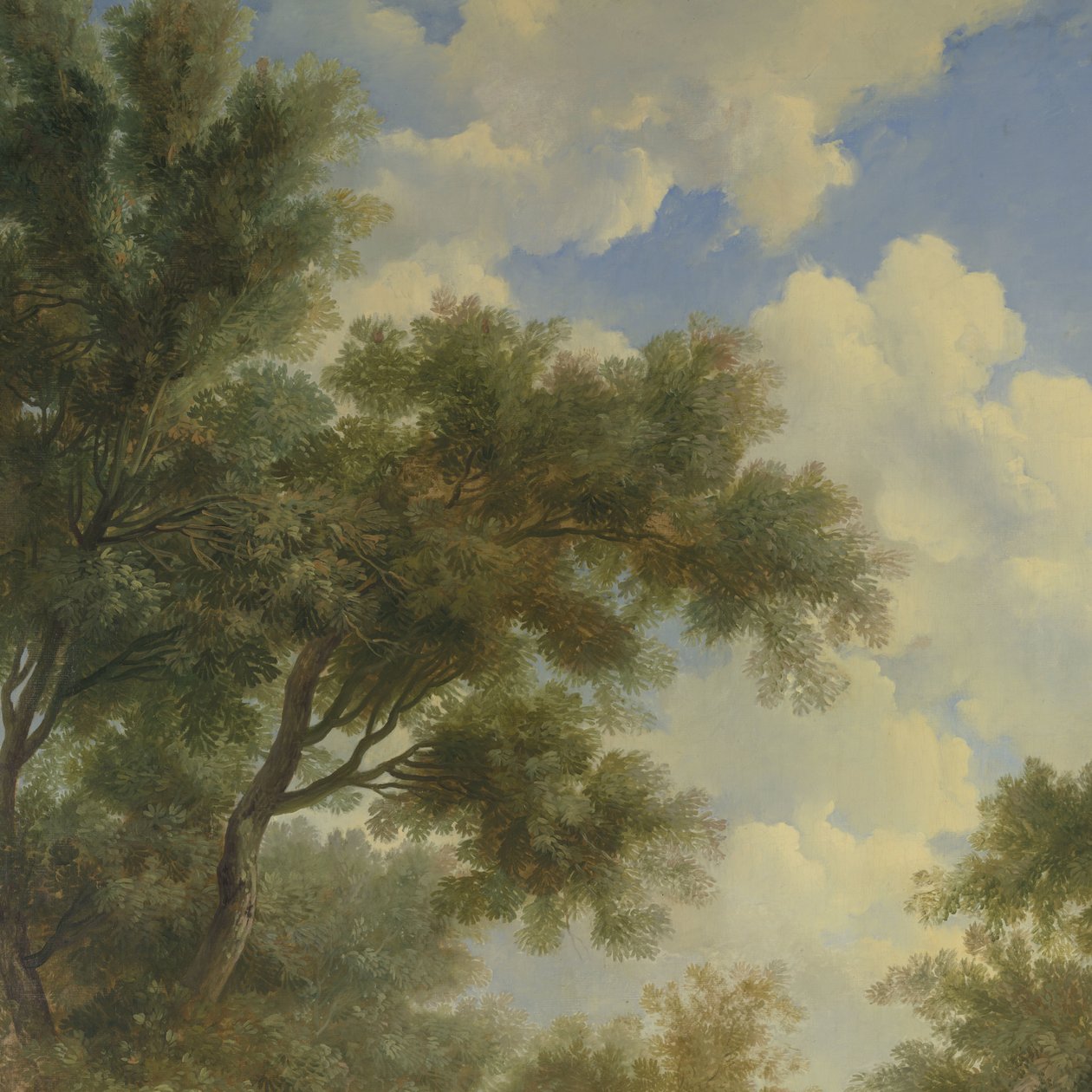 Arcadisch landschap met links een tempel en op de voorgrond een zittende oude man door Jurriaan Andriessen