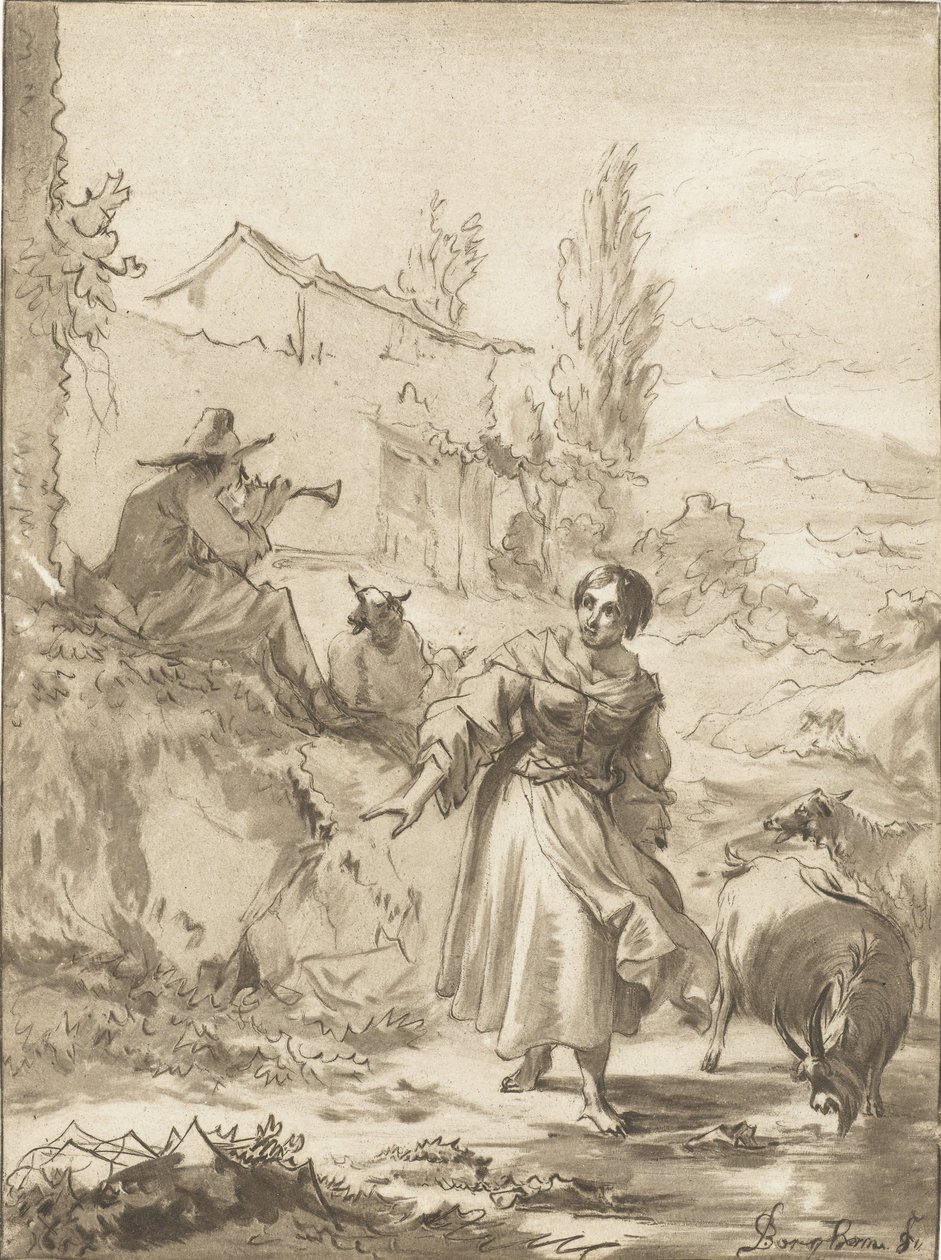Herder met schalmei door Jurriaan Cootwijck