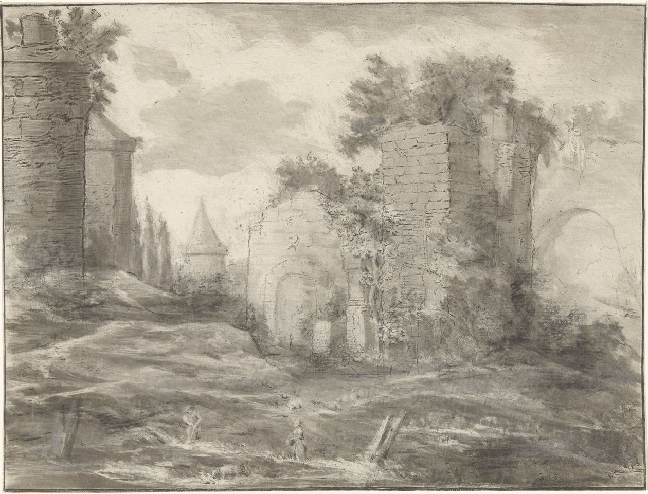 Landschap met ruïnes door Jurriaan Cootwijck