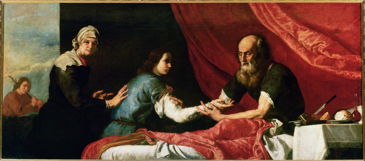 Isaac en Jacob (schilderij op doek) door Jusepe de Ribera