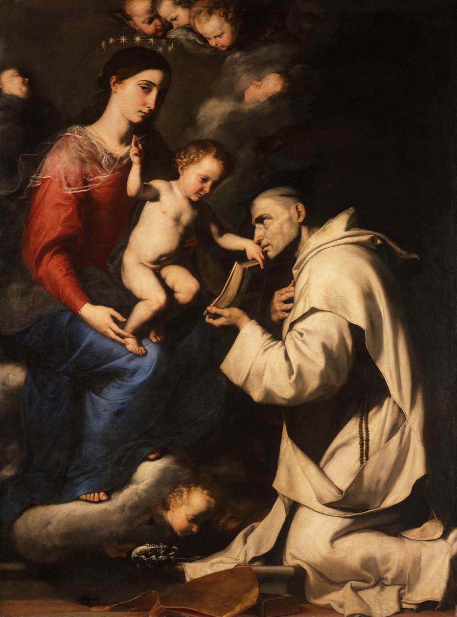 Maria met het Kind en de heilige Bruno door Jusepe de Ribera