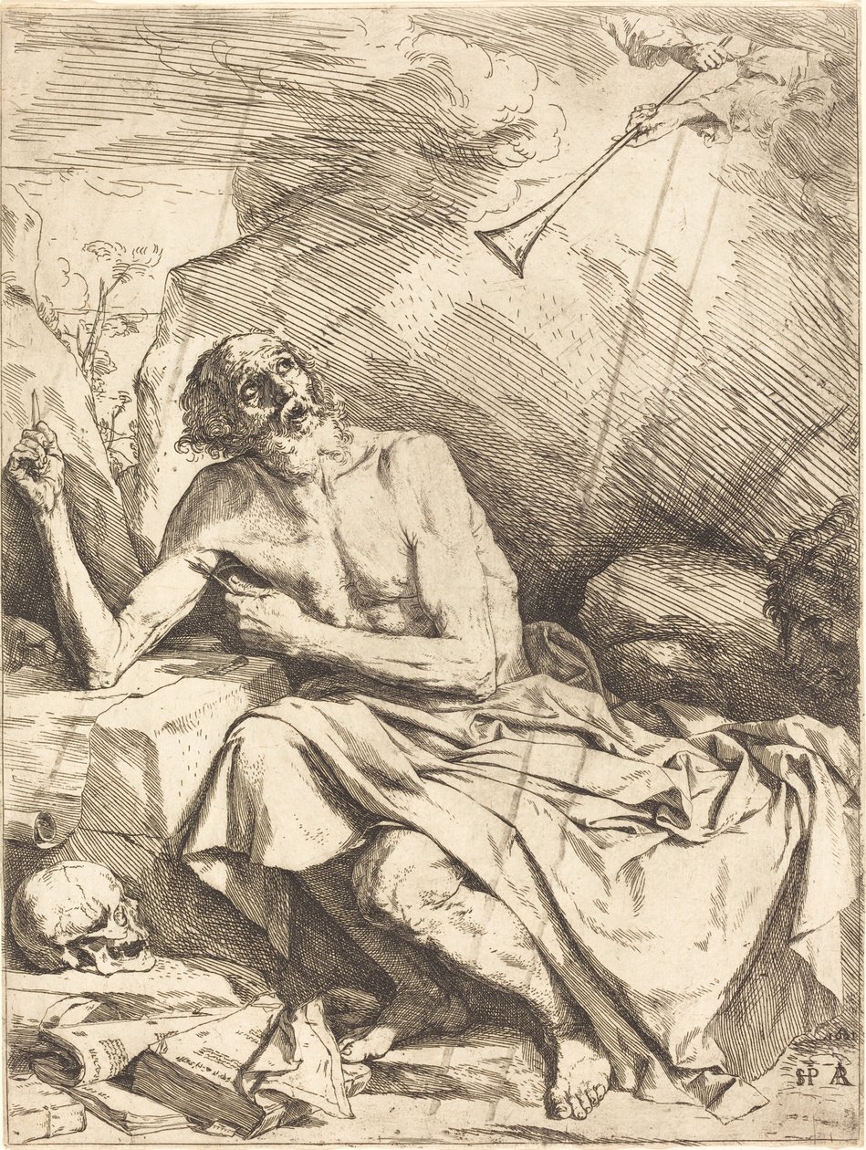 Sint Hiëronymus die de Trompet van het Laatste Oordeel Hoort door Jusepe de Ribera