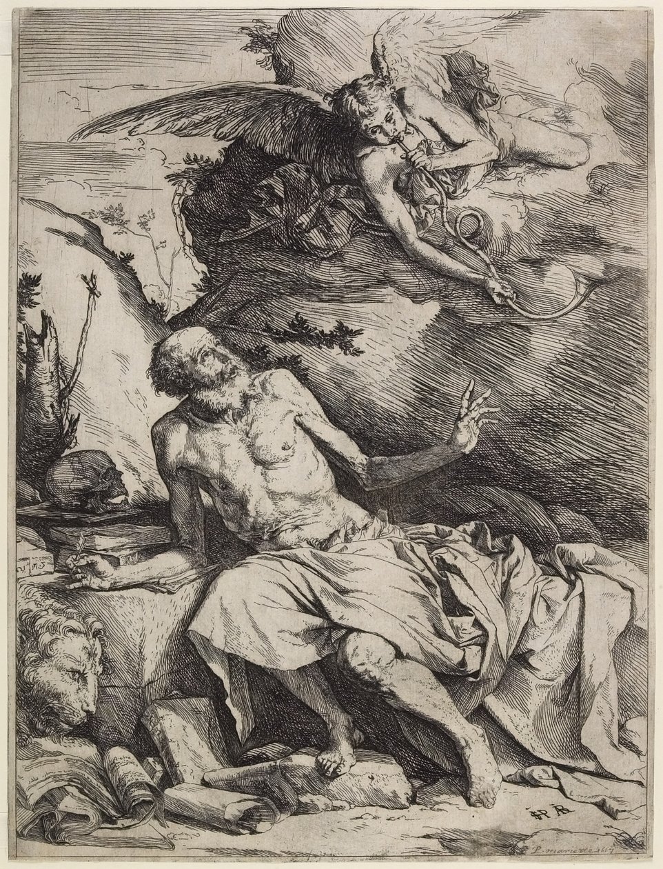 Sint Hiëronymus die de trompet van het Laatste Oordeel hoort, c. 1621 door Jusepe de Ribera