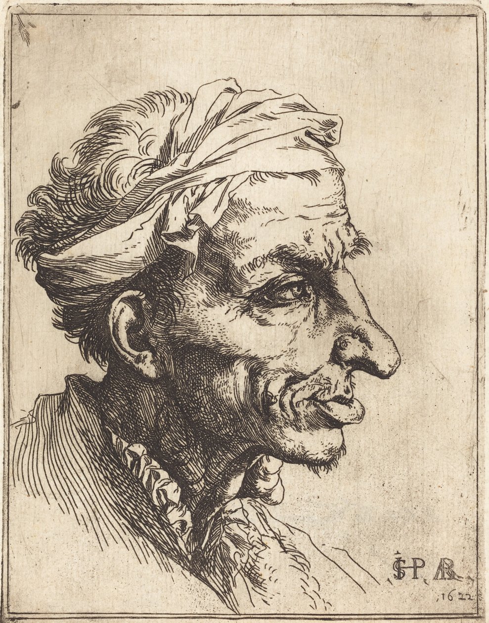 Klein grotesk hoofd door Jusepe de Ribera