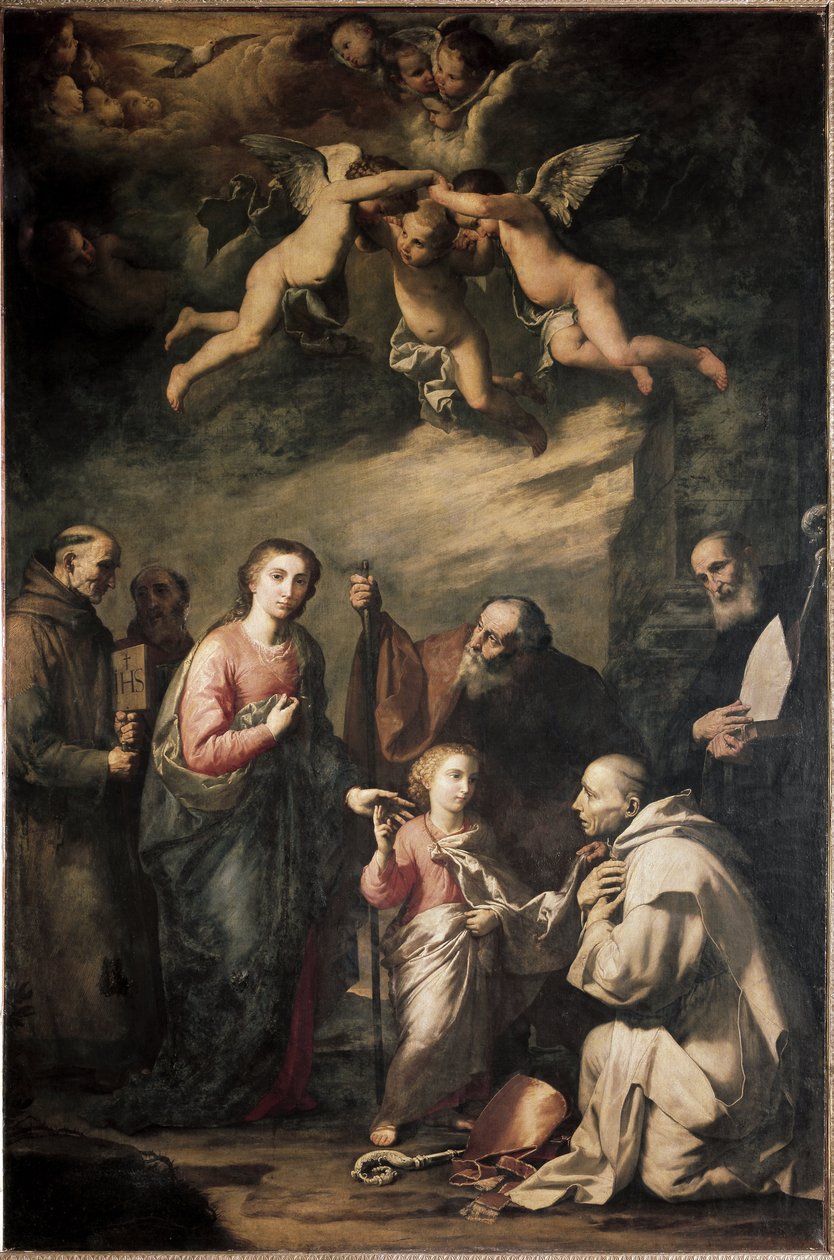 De Heilige Familie met Sint Bruno van Keulen en andere heiligen door Jusepe de Ribera