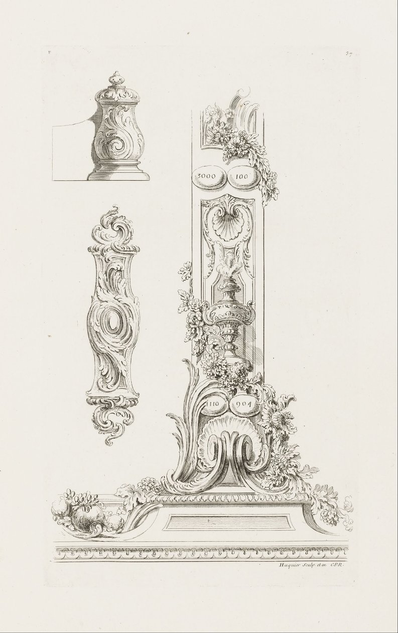 Ontwerp van fragmenten van de rand door Juste Aurèle Meissonnier