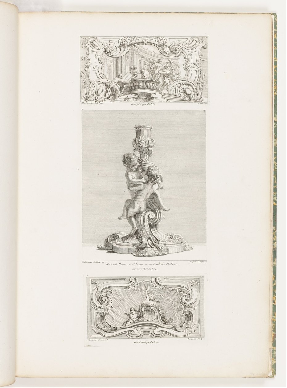 Ornamentpaneel met de ontvoering van Hélène, pl. 24 in Oeuvre door Juste Aurèle Meissonnier