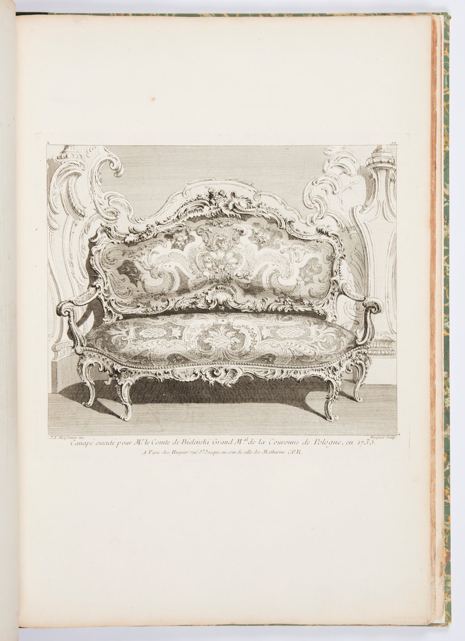 Canapé uitgevoerd voor de heer graaf van Bielinski, Groot Maarschalk van de Kroon van Polen, in 1735; Canapé uitgevoerd voor de graaf van Bielinski in 1735, 4e plaat door Juste Aurèle Meissonnier