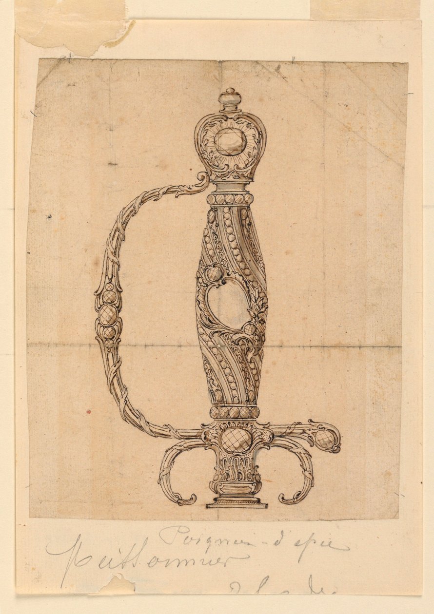 Ontwerp voor een zwaardgreep door Juste Aurèle Meissonnier