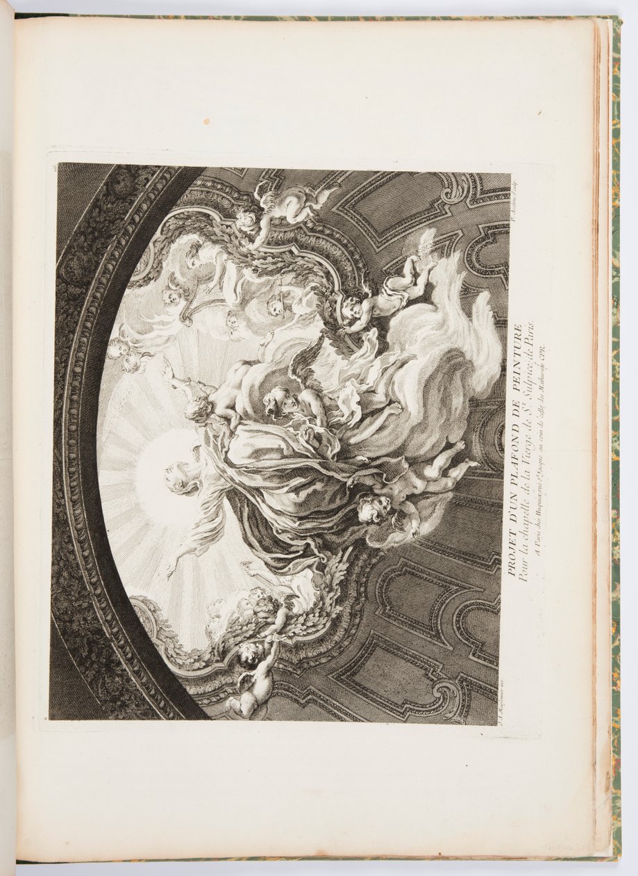 Ontwerp voor Beschilderd Plafond voor de Kapel van de Maagd van St. Sulpice van Parijs, plaat 105, in Oeuvres de Juste-Aurèle Meissonnier door Juste Aurèle Meissonnier
