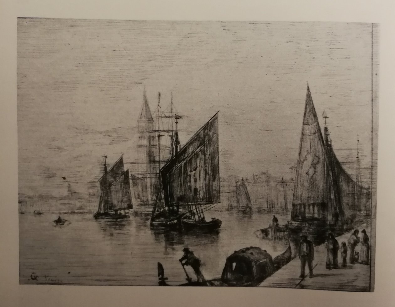 Uitzicht op Venetië, ets door Justin J. Gabriel