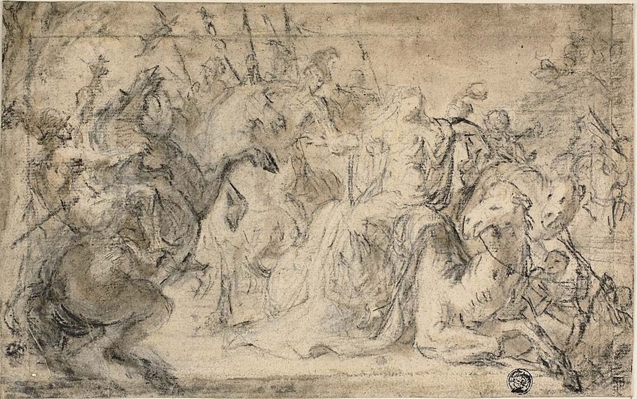 Zenobia omringd door ruiters door Justus van Egmont