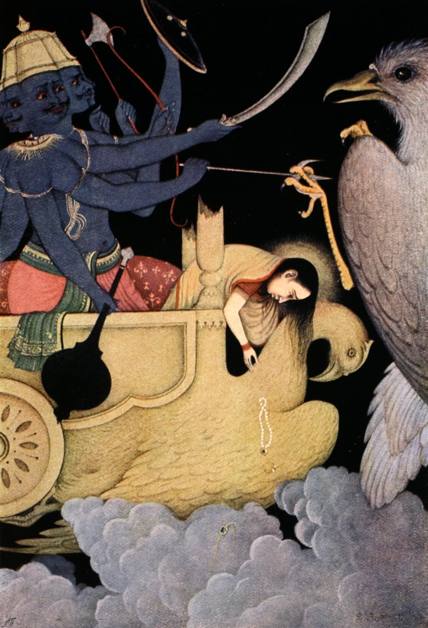 Ravana vecht met Jatayu, 1913 door K Venkatappa