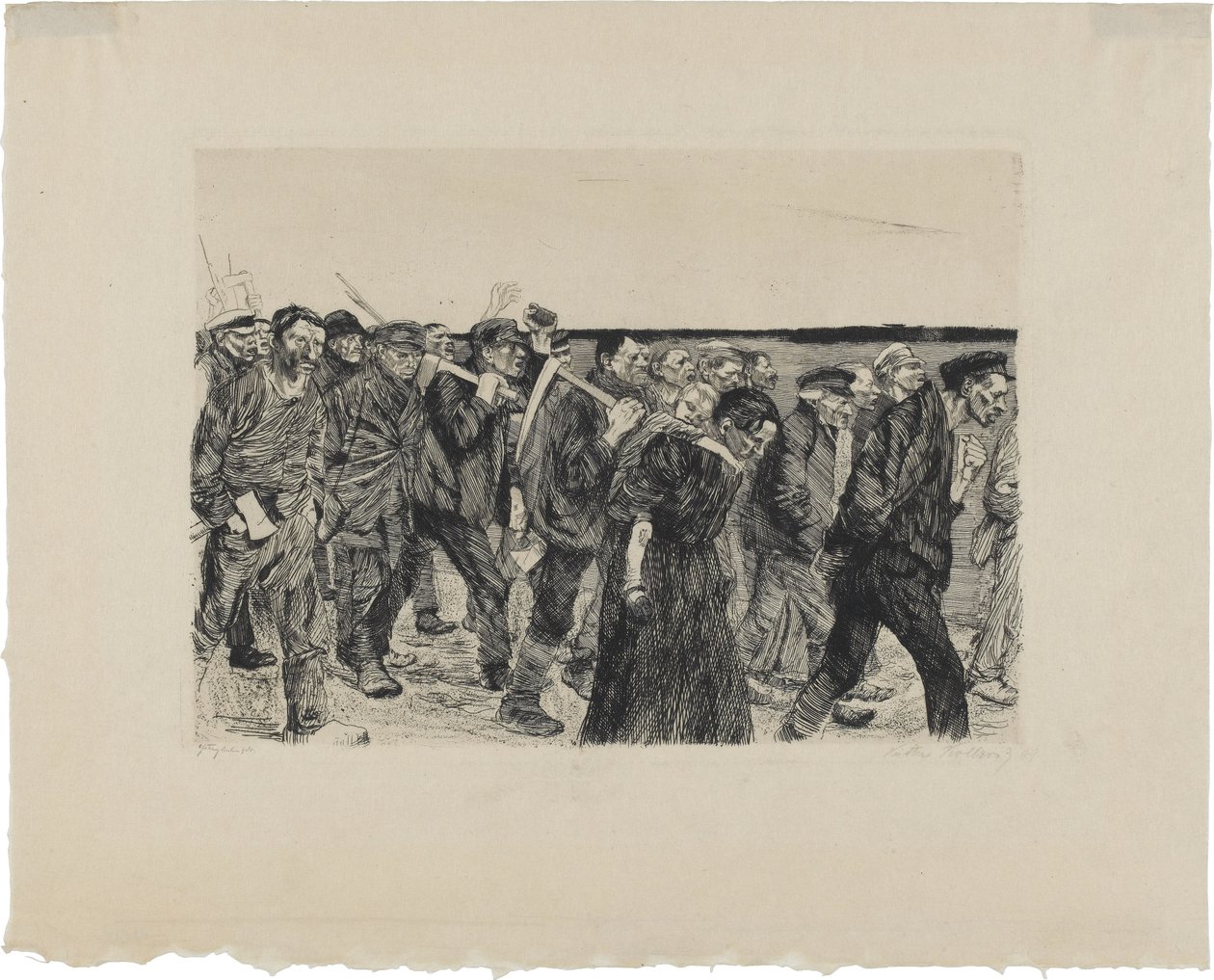 Een opstand van de wevers, blad 4: Weversoptocht door Käthe Kollwitz