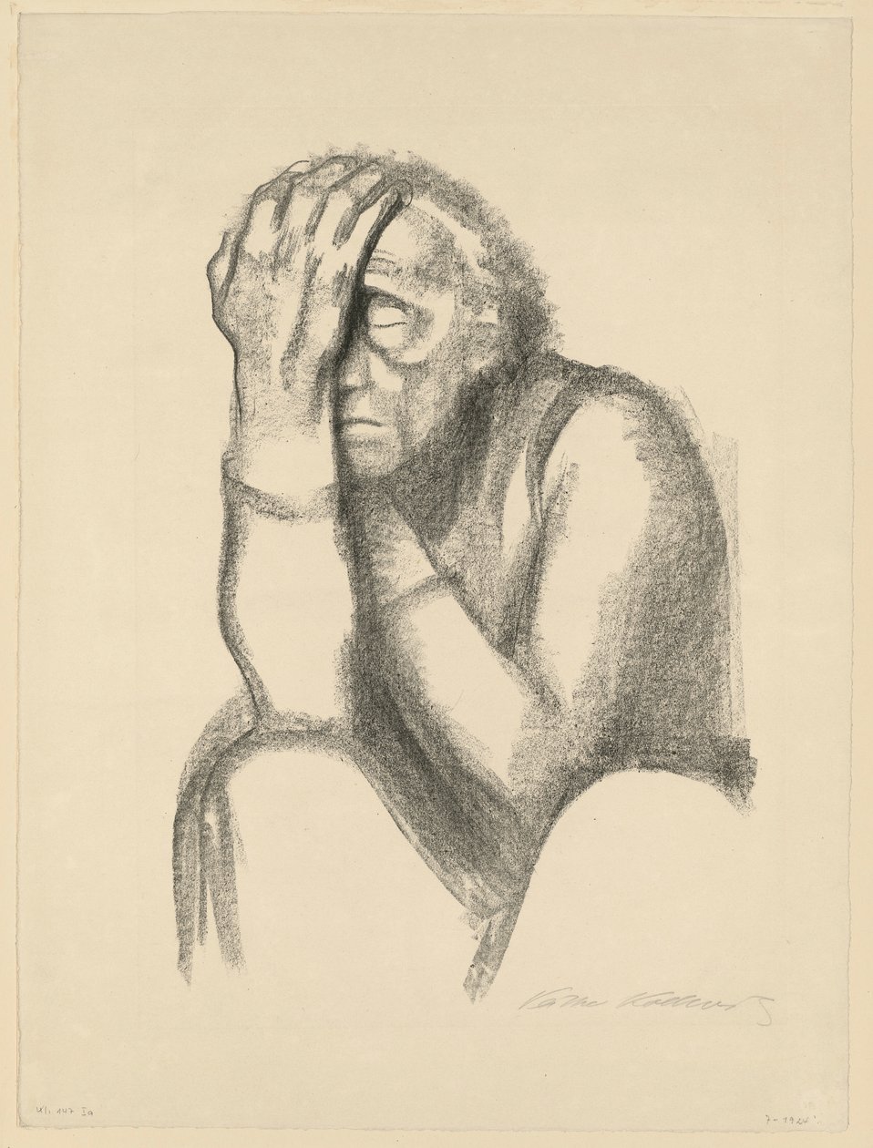 Nadenkende vrouw (Wanhoop) (2e versie) door Käthe Kollwitz