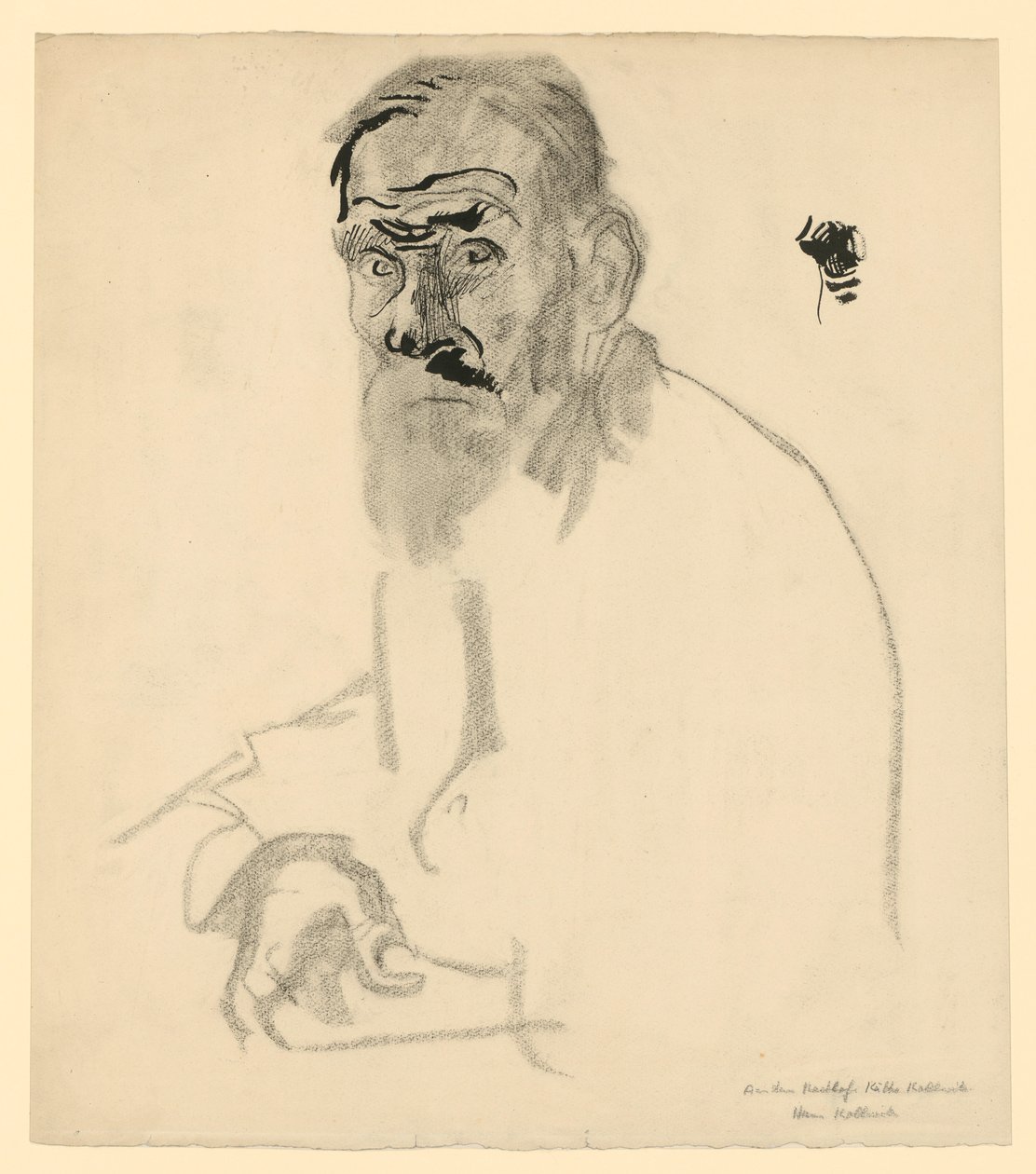 Portretstudie van een zittende oude man met een baard door Käthe Kollwitz