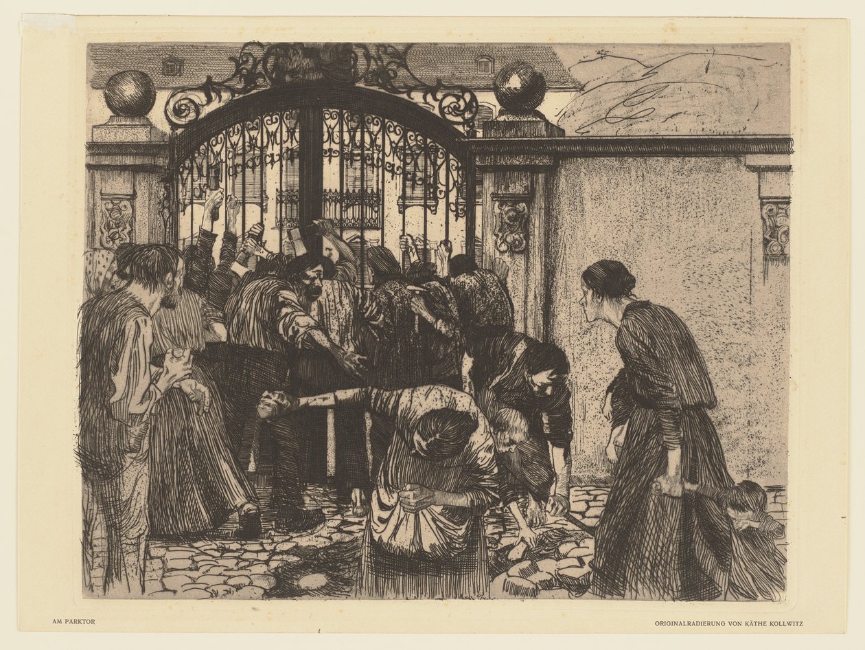 Blad 5 uit de serie ‘De opstand van de wevers’ door Käthe Kollwitz