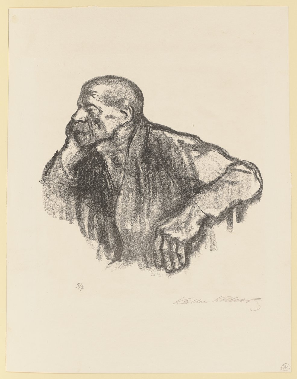 Zittende arbeider door Käthe Kollwitz