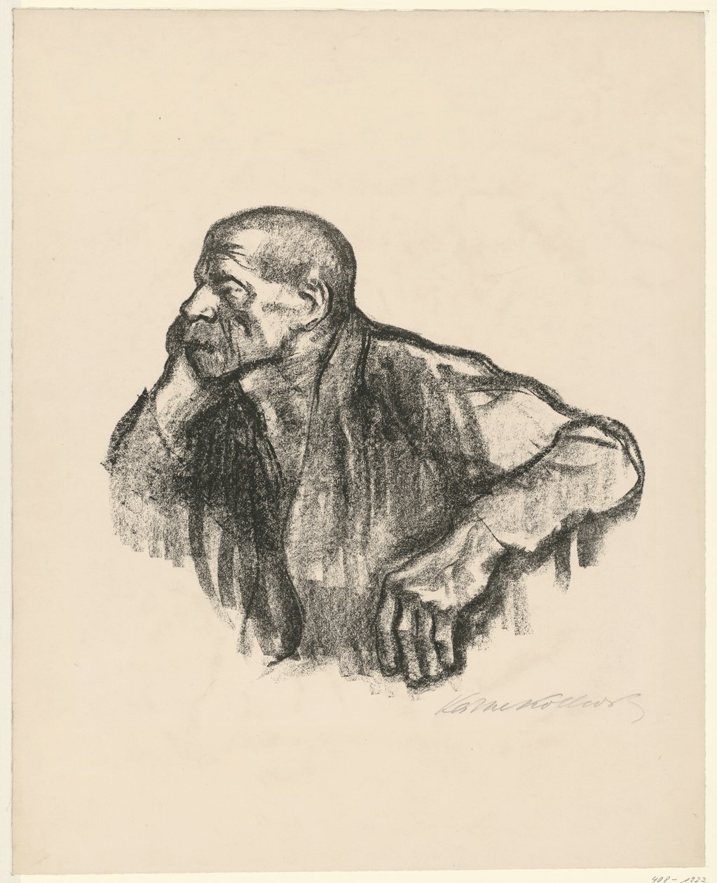 Zittende arbeider door Käthe Kollwitz