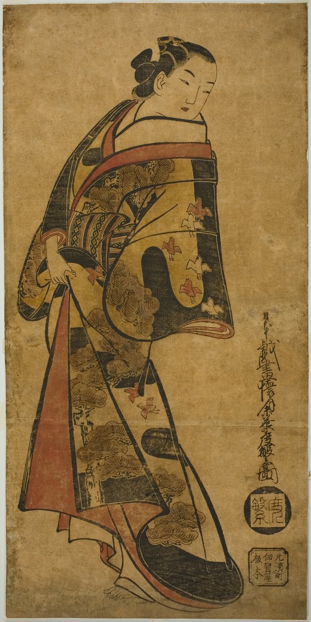 Staande courtisane door Kaigetsudō Dohan