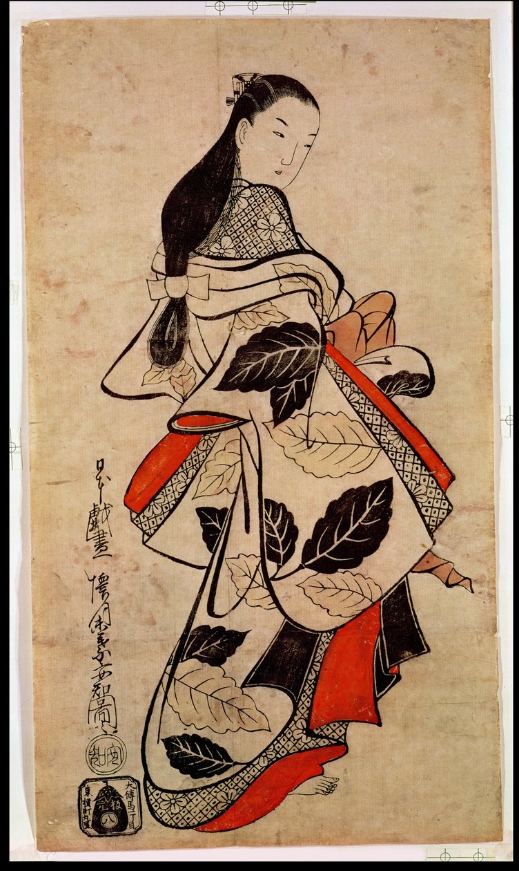 Staande courtisane, uitgegeven 1710 door Kaigetsudo Anchi