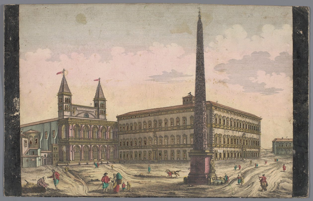 Gezicht op de Piazza di San Giovanni in Laterano te Rome door Kaiserlich Franziskische Akademie