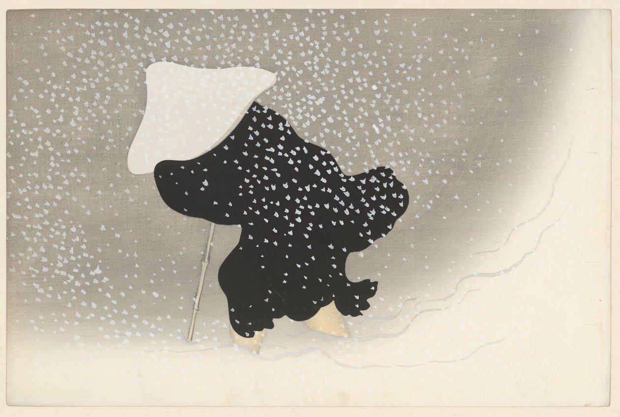 Dwarrelende sneeuw door Kamisaka Sekka