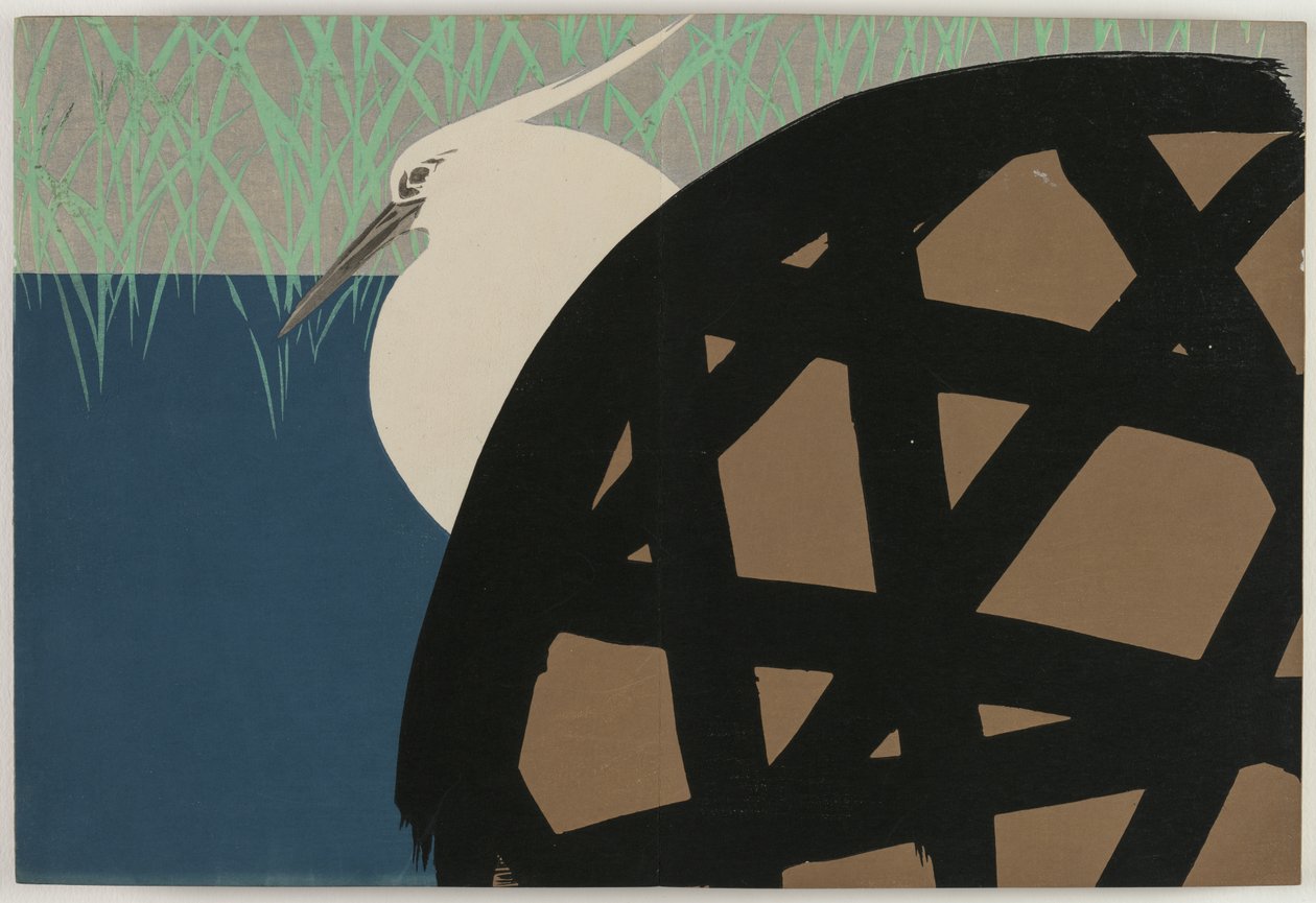 Bloemen van honderd werelden (Momoyogusa): Witte reiger (Shirosagi) door Kamisaka Sekka