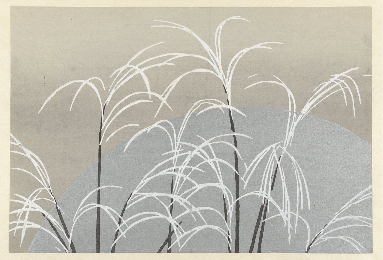 Maan en gras door Kamisaka Sekka