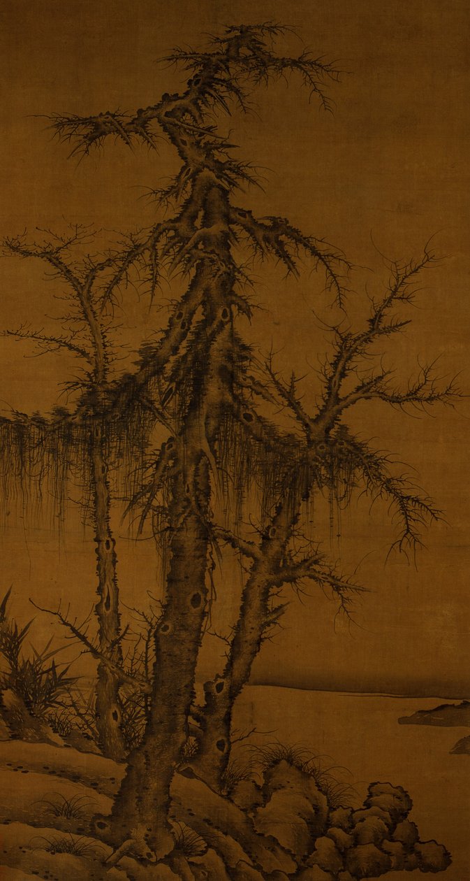 Oude Bomen, Bamboe en Rotsen, ca. 1300 door Kan Li